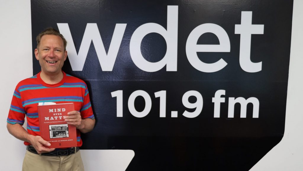 Author, musician and music historian Michael Hurtt with his book "Mind Over Matter: The Myths and Mysteries of Detroit's Fortune Records" at WDET Studios, May 15, 2025.