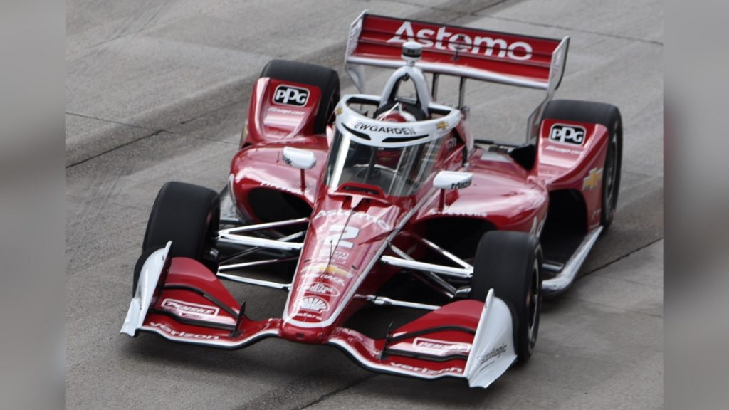 Driver Josef Newgarden races in the Detroit Grand Prix