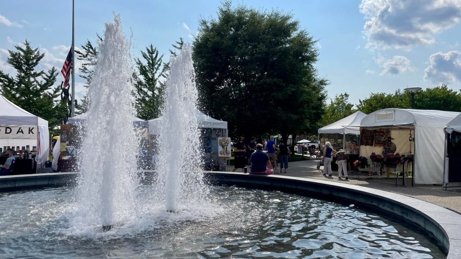 A fountain inside a street art fair