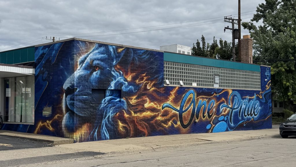 Detroit Lions mural in downtown Allen Park