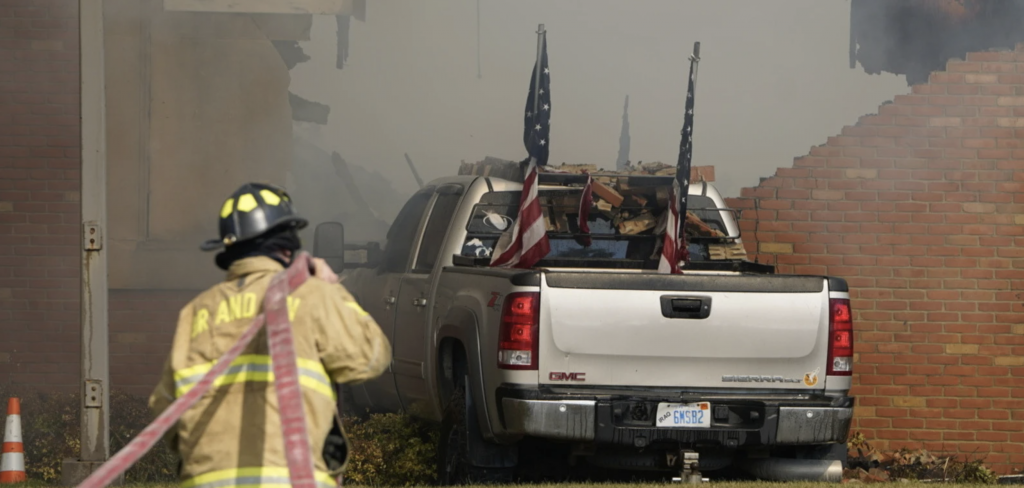 A pickup truck drove into a church