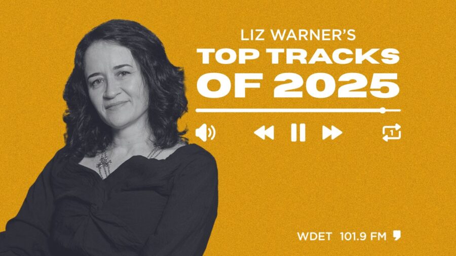 Black and white photo of Liz Warner with text overlay that says "Liz Warner's top tracks of 2025"